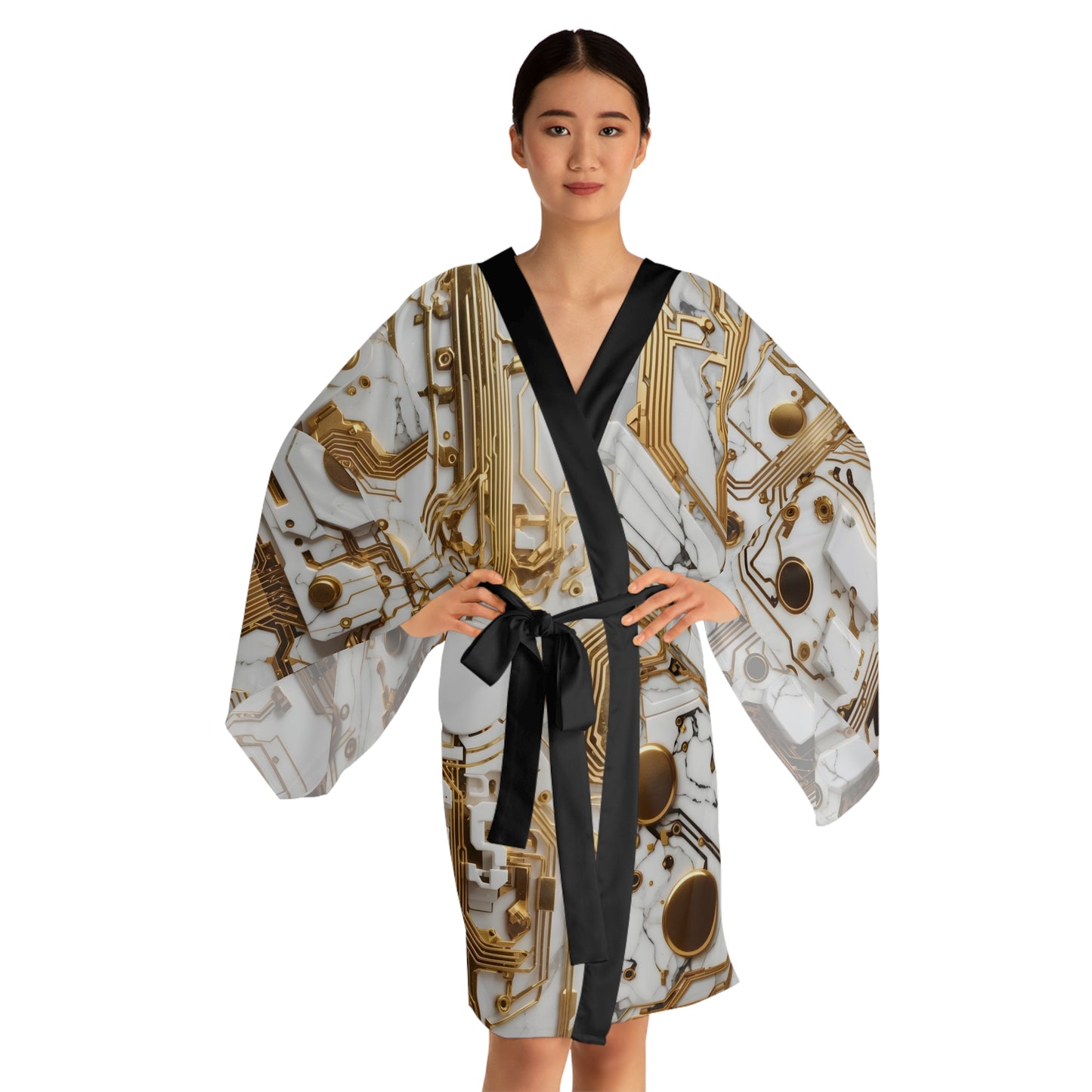 Marble Statue Long Sleeve Kimono Robe