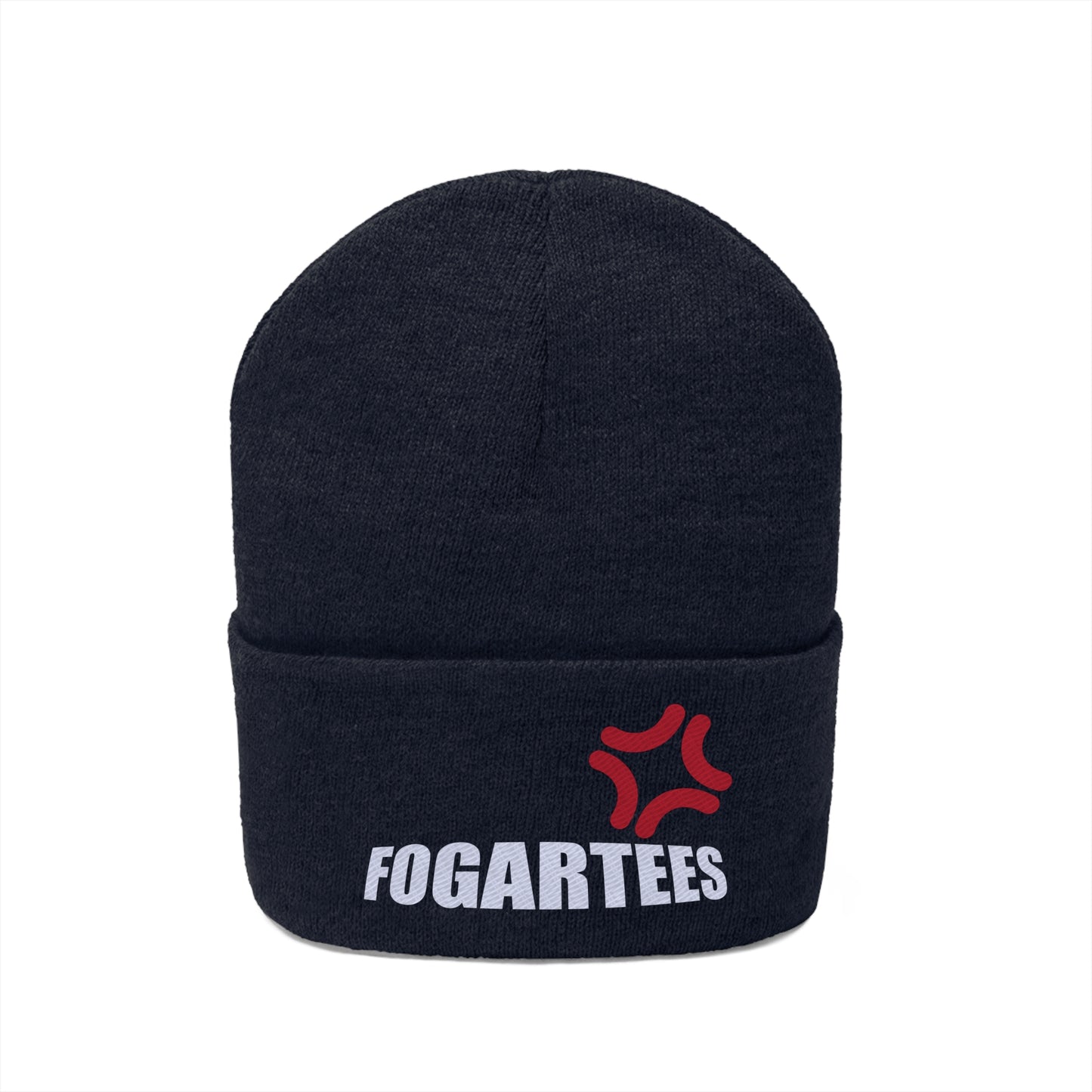 Cross-Popping Veins Embroidered Knit Beanie