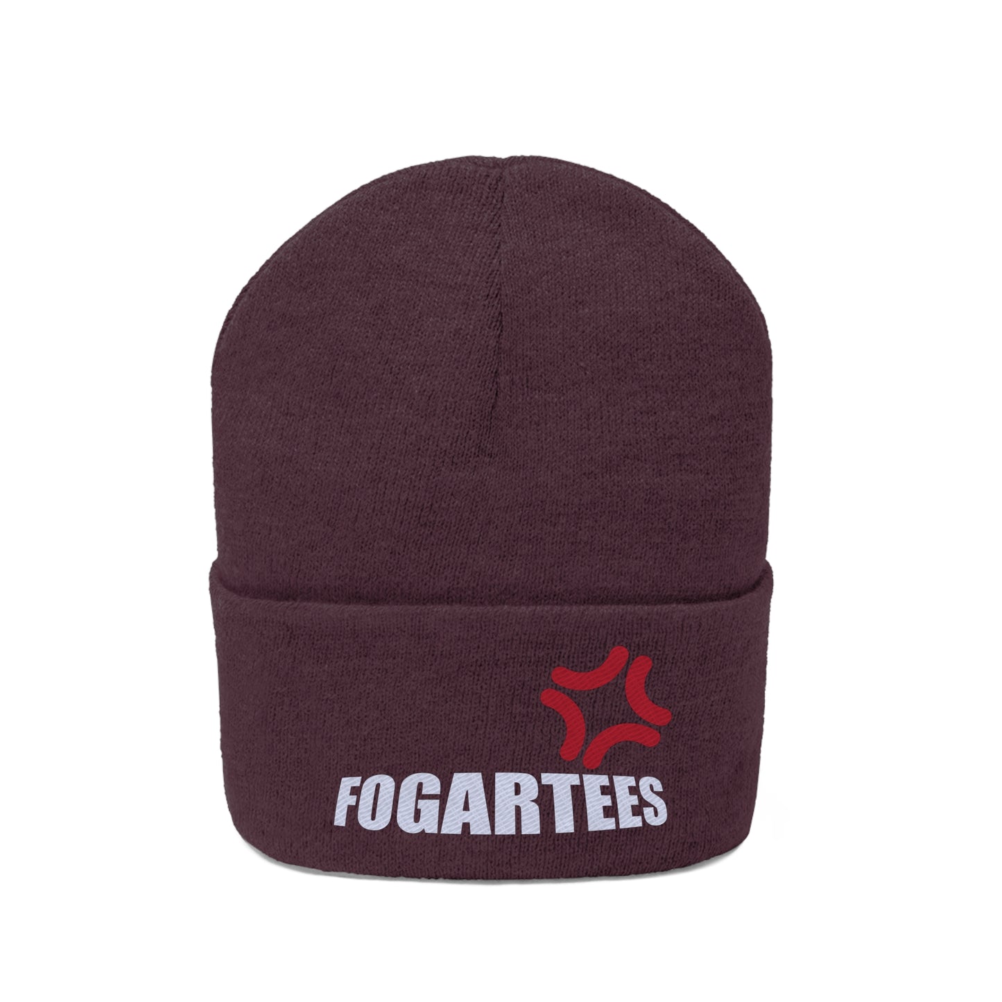 Cross-Popping Veins Embroidered Knit Beanie