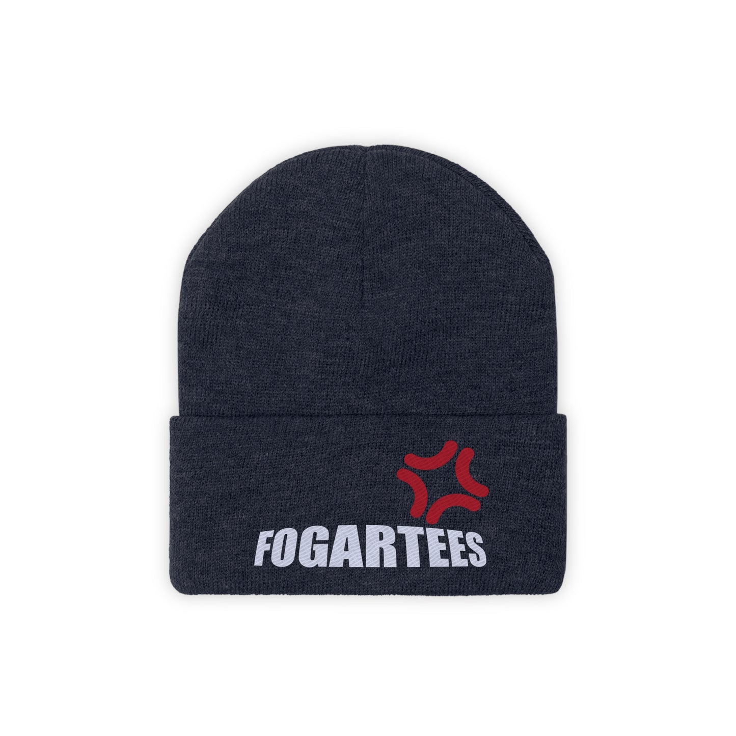 Cross-Popping Veins Embroidered Knit Beanie