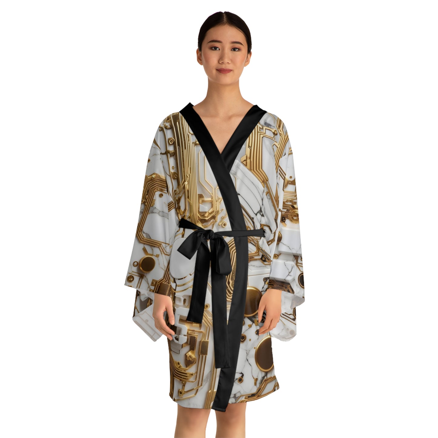 Marble Statue Long Sleeve Kimono Robe